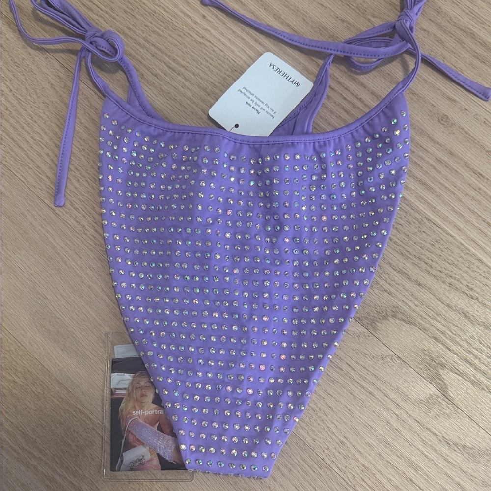 NWT self portrait purple embellished bikini bottoms UK 8/US 4 - Picture 4 of 5